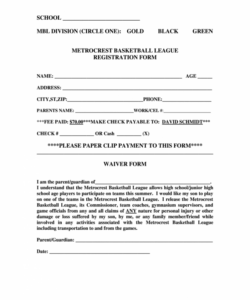 Professional Sports Injury Waiver Form Template  Example