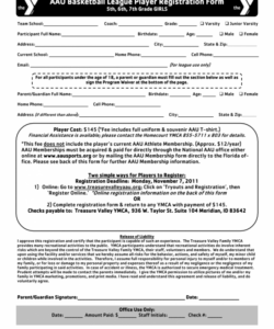 Professional Youth Basketball Waiver Form Template Excel Example