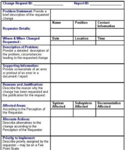 Simple Change Request Form Template Excel