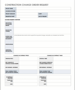 Simple Change Request Form Template  Sample