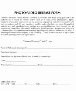 Simple Photo Consent Form Template  Example