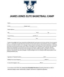 Youth Basketball Waiver Form Template Pdf Sample