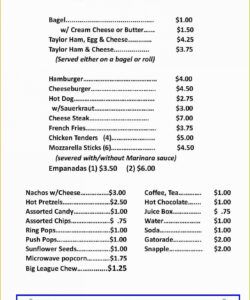 Best Baseball Concession Stand Menu Template Doc Sample