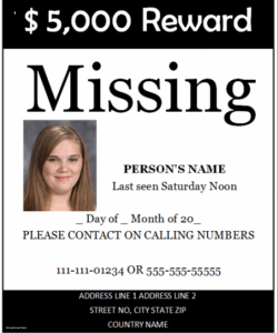 Blank Missing Person Poster Template Doc