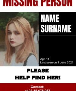 Blank Missing Person Poster Template Excel