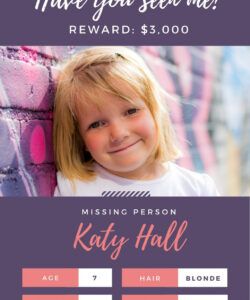 Blank Missing Person Poster Template Pdf Example