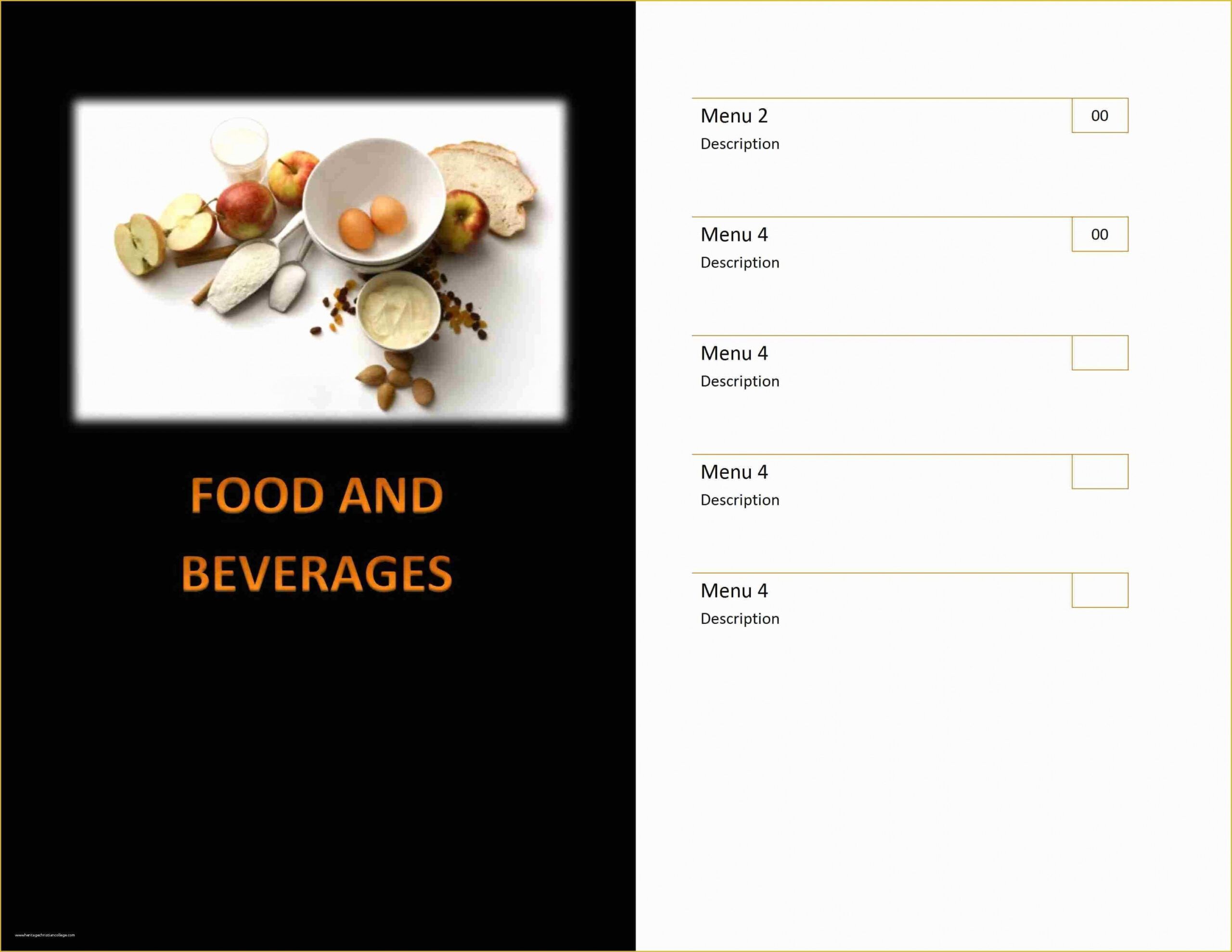 Catering Services Menu Template Word