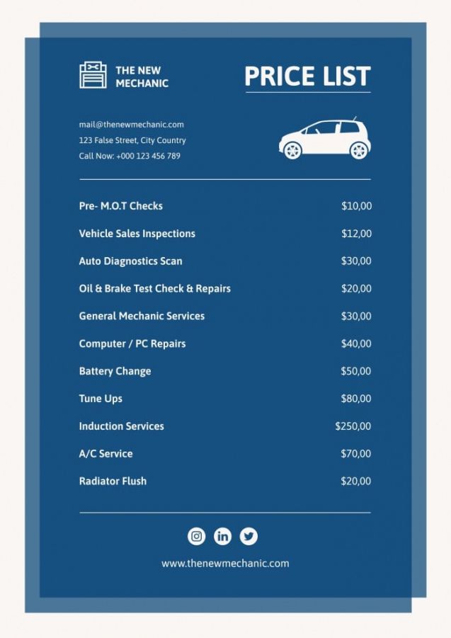 Auto Detailing Service Menu Template Auto Detailing Service Menu Template