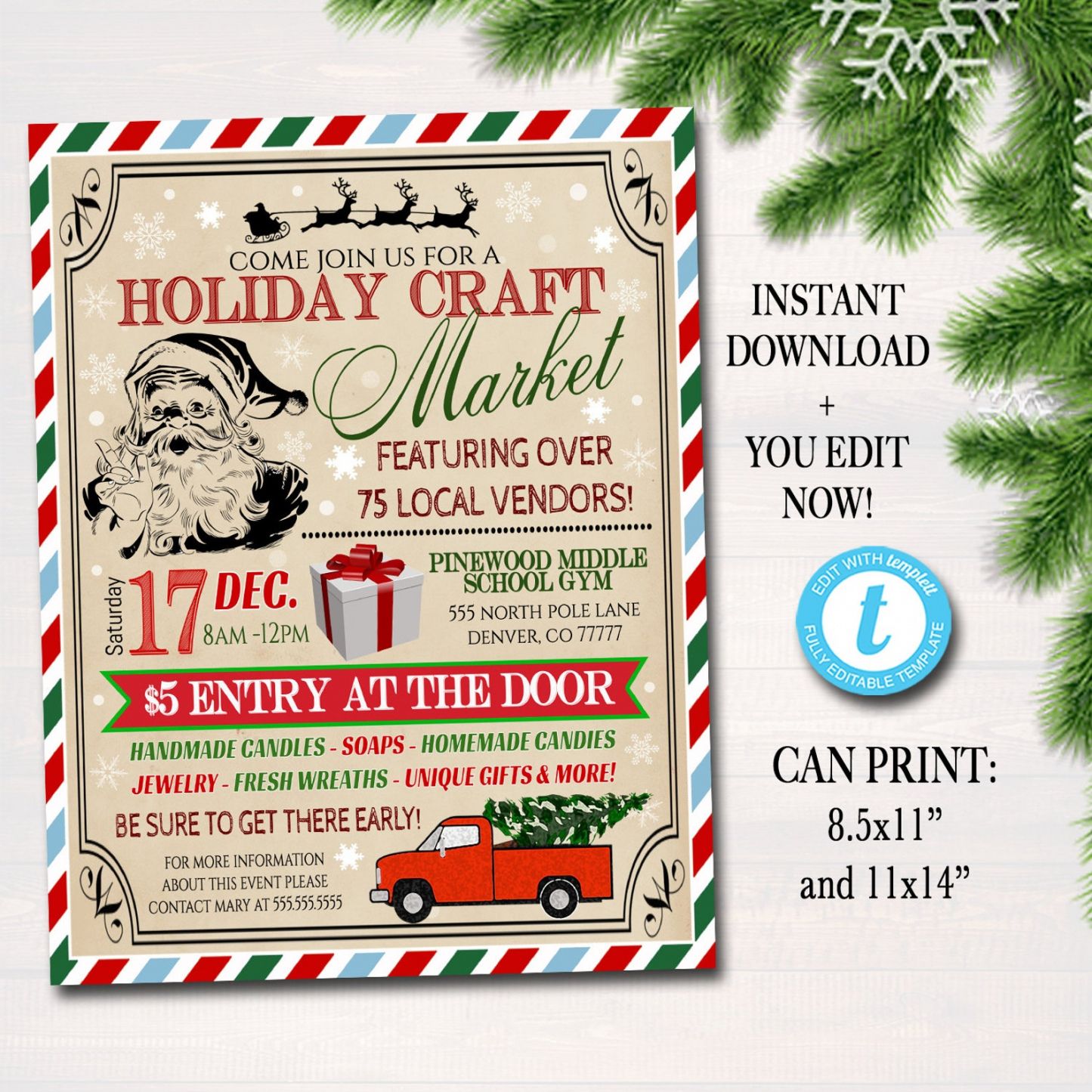 Costum Christmas Fair Poster Template Doc