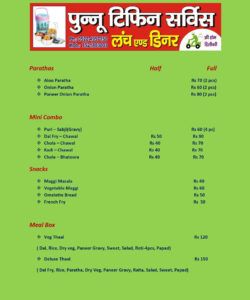 Costum Tiffin Service Menu Template Excel