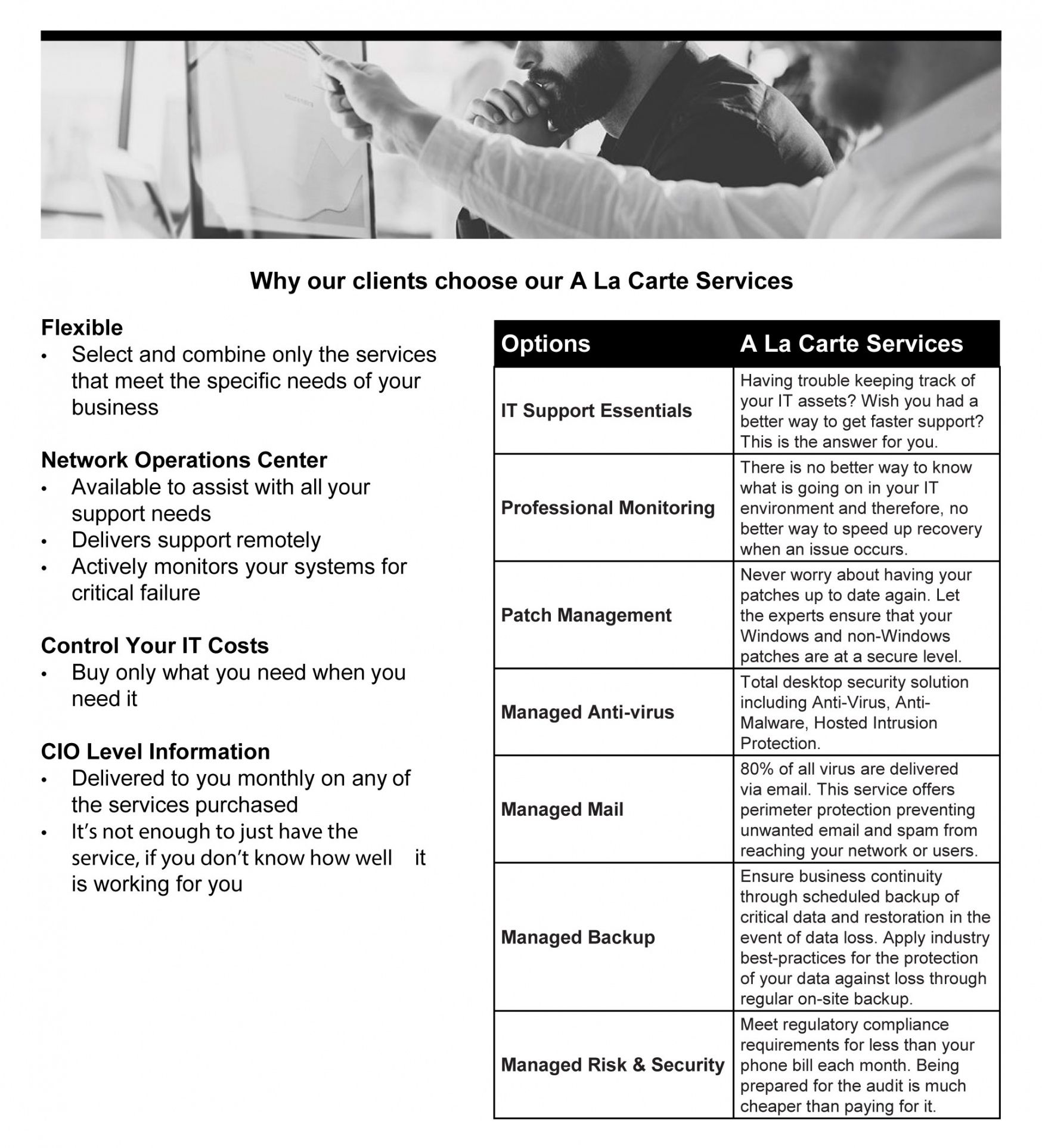 Editable A La Carte Services Menu Template Excel Example