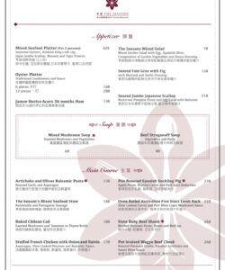 Editable A La Carte Services Menu Template  Sample