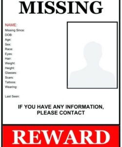 Editable Blank Missing Person Poster Template Word Sample