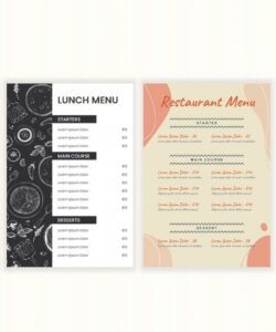 Editable Stand Up Menu Template  Sample