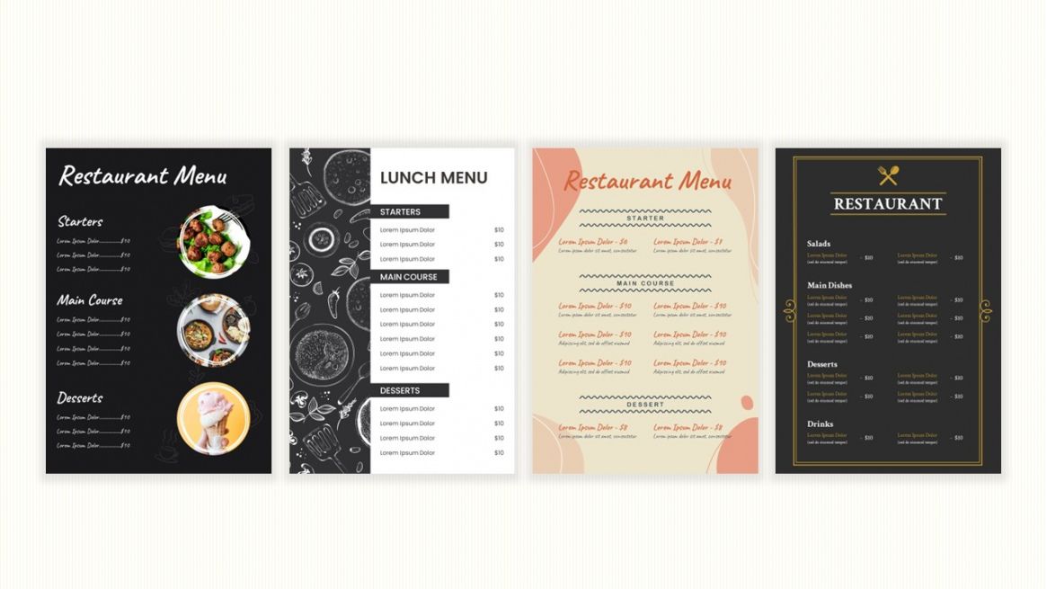 Editable Stand Up Menu Template  Sample