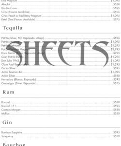Free Bottle Service Menu Template Word Example