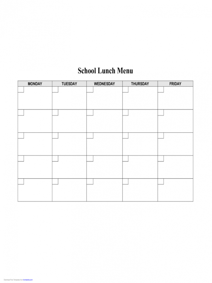 Free June School Lunch Menu Template Doc Example