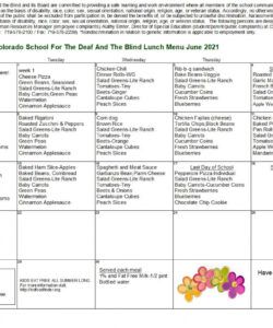 Free June School Lunch Menu Template Word Sample