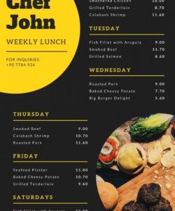 High School Lunch Menu Template Pdf Sample