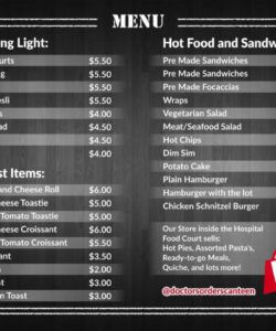 Printable Hospital Room Service Menu Template Word