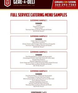 Professional Catering Services Menu Template Excel