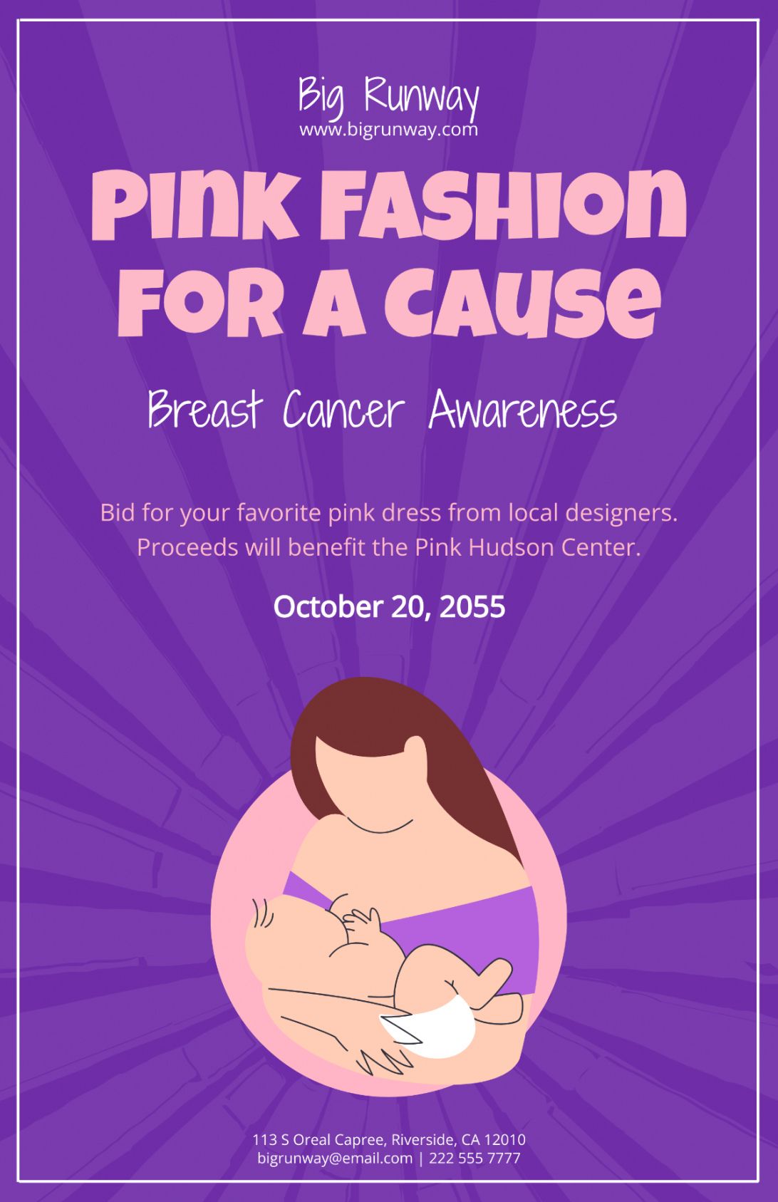 Editable Breast Cancer Awareness Poster Template Doc Sample