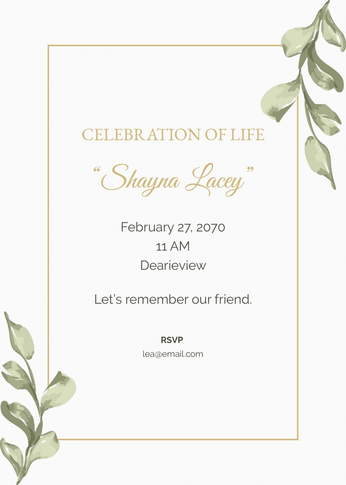 Printable Celebration Of Life Poster Template Pdf