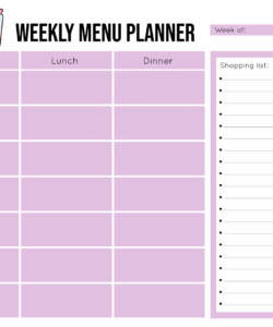 Best 2 Week Dinner Menu Template Pdf