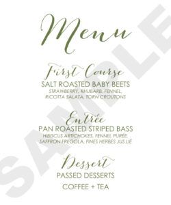 Best Wedding Reception Dinner Menu Template Doc Sample