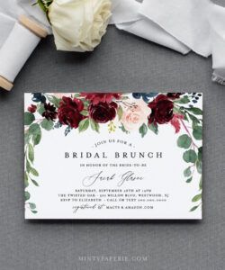 Costum Bridal Shower Brunch Menu Template Pdf