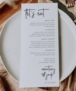 Costum Wedding Reception Dinner Menu Template Doc