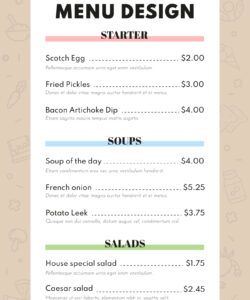 Editable Monday To Friday Menu Template  Pdf Sample