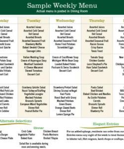 Editable Weekly Assisted Living Menu Template Excel Example