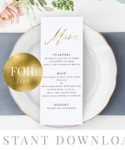 Editable White And Gold Menu Template Doc Sample