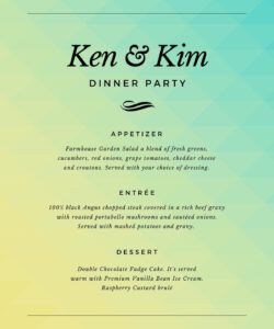 Free 3 Course Meal Menu Template  Sample