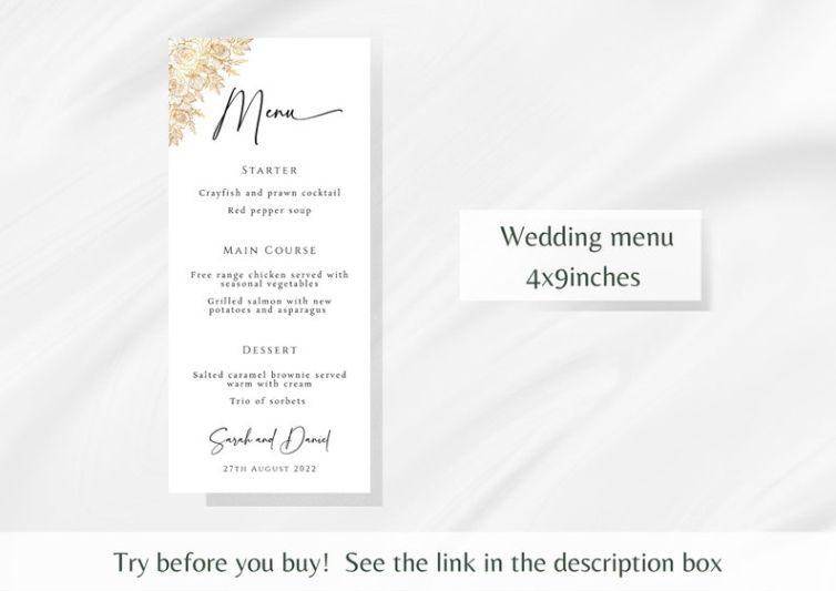 Free White And Gold Menu Template Word Sample