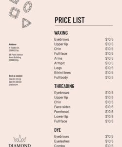 Hair Salon Price Menu Template​  Example