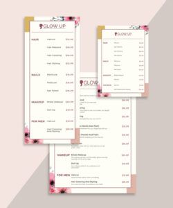 Hair Salon Price Menu Template  Pdf Example