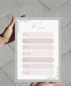 Printable Monday To Friday Menu Template  Excel