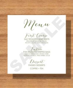 Printable Wedding Reception Dinner Menu Template Doc Example