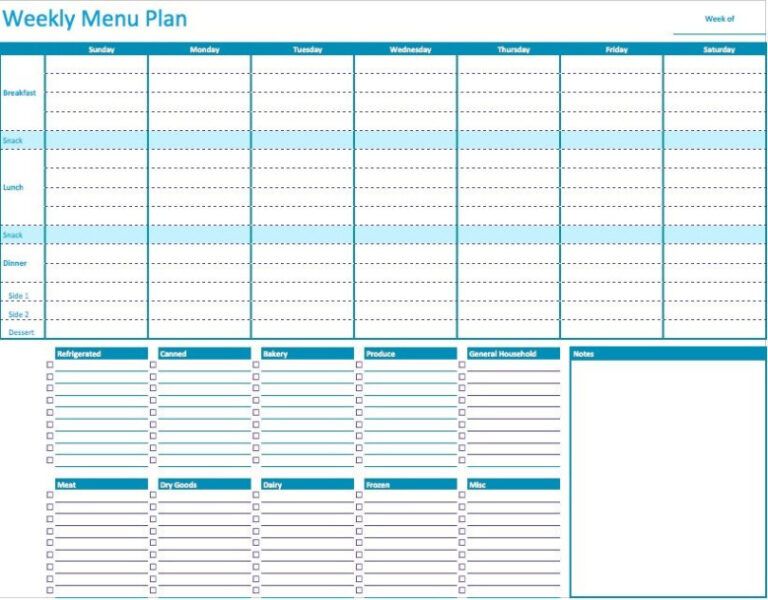 Professional 2 Week Dinner Menu Template Doc Example | Minasinternational