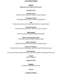 Professional 4 Course Dinner Menu Template Pdf Example