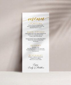 White And Gold Menu Template Excel