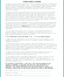 Acupuncture Consent Form Template Doc Example