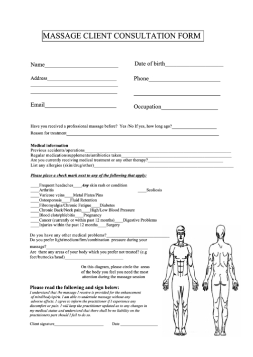 Best Beauty Therapy Consultation Form Template Doc