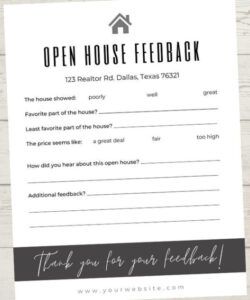 Best Broker Open House Feedback Form Template  Example