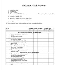 Best Induction Feedback Form Template Pdf Example