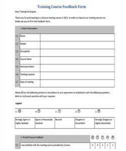 Best Training Course Feedback Form Template Excel