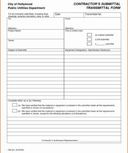 Construction Transmittal Form Template Word Example