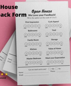 Costum Broker Open House Feedback Form Template Doc Sample